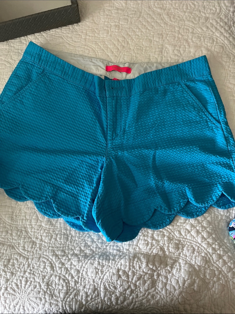 Lilly Pulitzer Turquoise Scalloped Hem Shorts